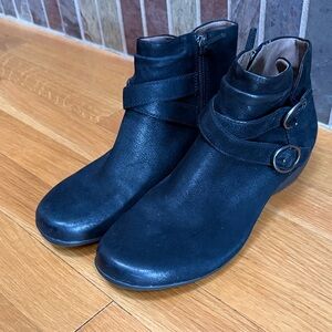 Dansko Black Ankle Booties with Buckle Detail